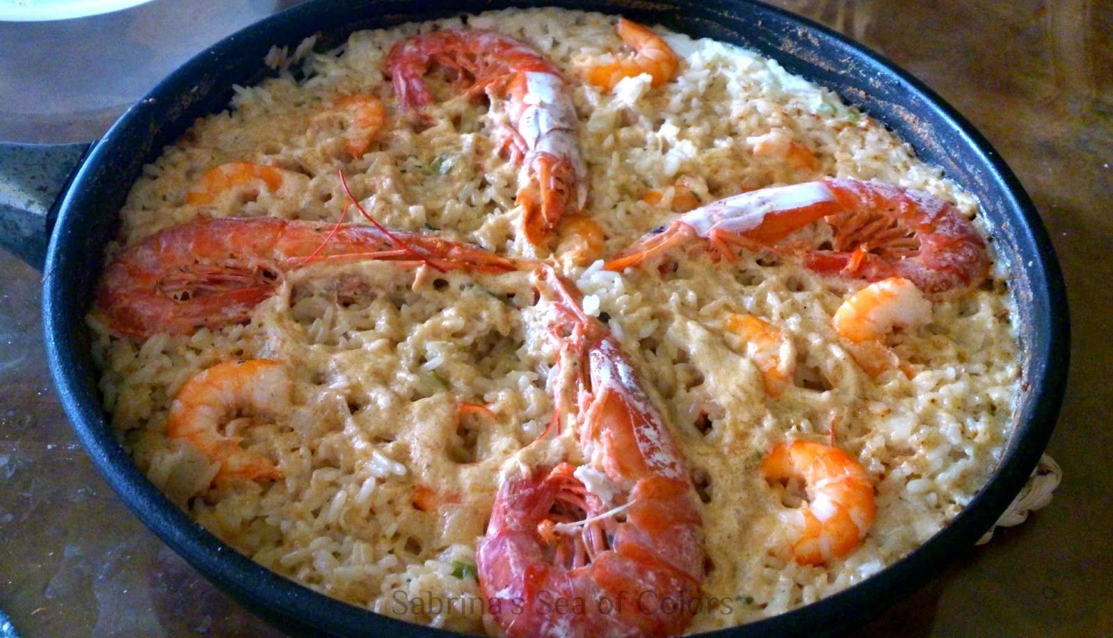 Arroz cremoso con gambas y langostinos