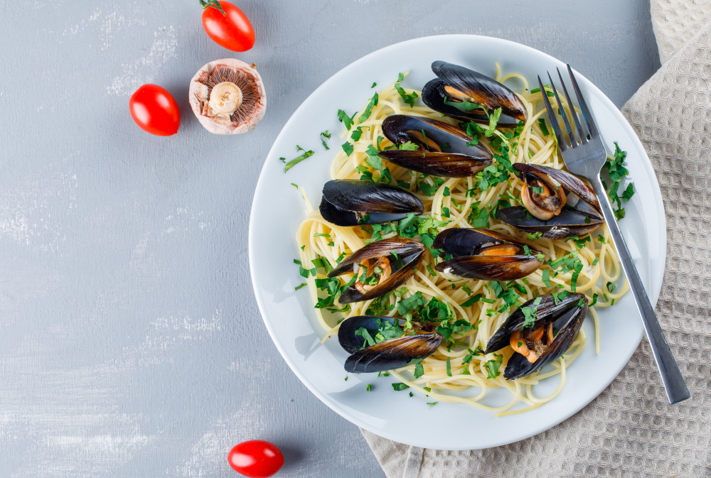 Espaguetis con mejillones